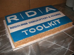 Cake toasting the launch of RDA and RDA Toolkit