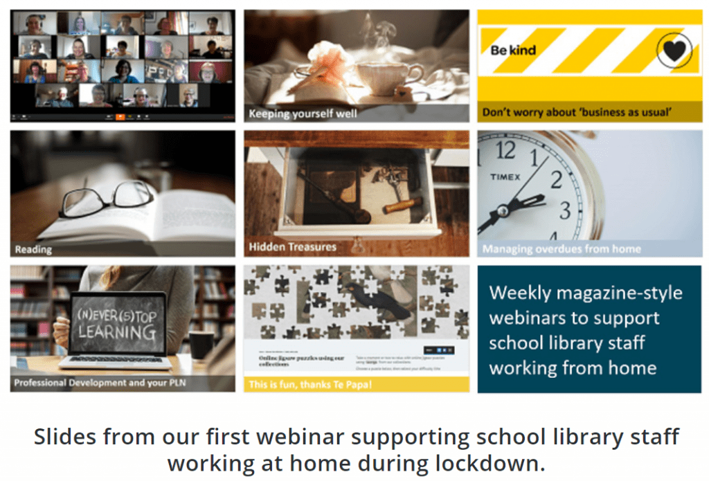 Slides from our first webinar supporting school library staff working at home during lockdown.Services to Schools Capability team members working from home during lockdown.